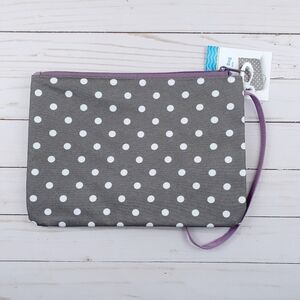 Swim Suit Utility Bag Gray Polka Dot Wet Dry